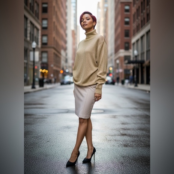 Westbound Sweaters - Gold Turtleneck Sweater Westbound style Chic and Y2K Vibes. Excellent C ☑️